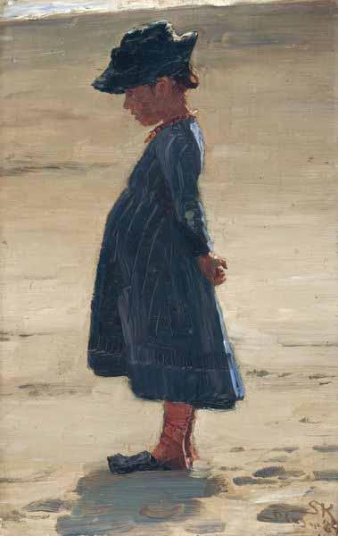 Peder Severin Kroyer Little girl standing on Skagen's southern Beach oil painting image